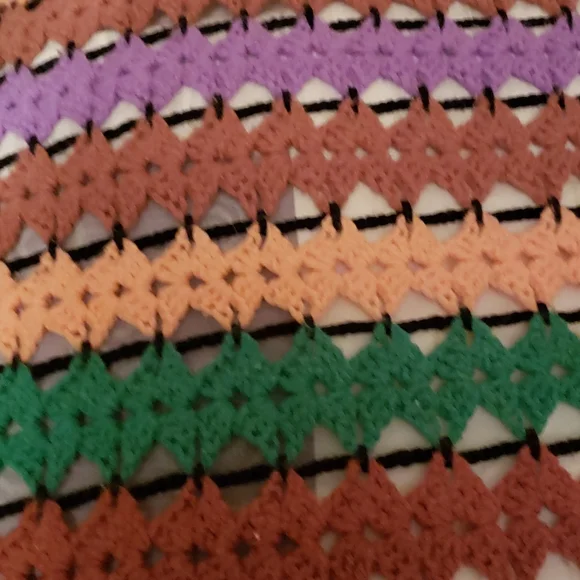 Crochet vntg multicolored throw - Picture 2 of 3